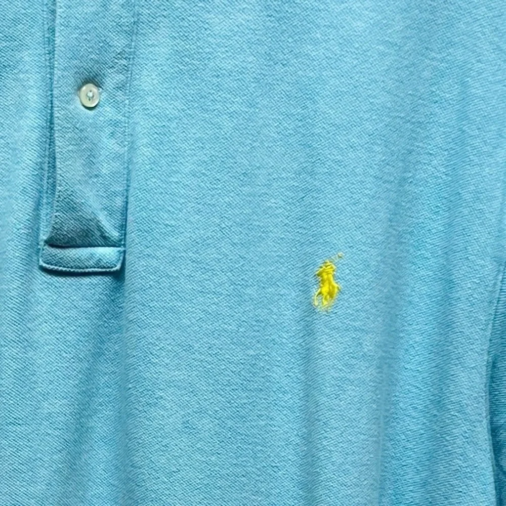 Polo Ralph Lauren Polo Shirt Mens 2XLT Blue Short Sleeve Collared‎ Yellow Pony